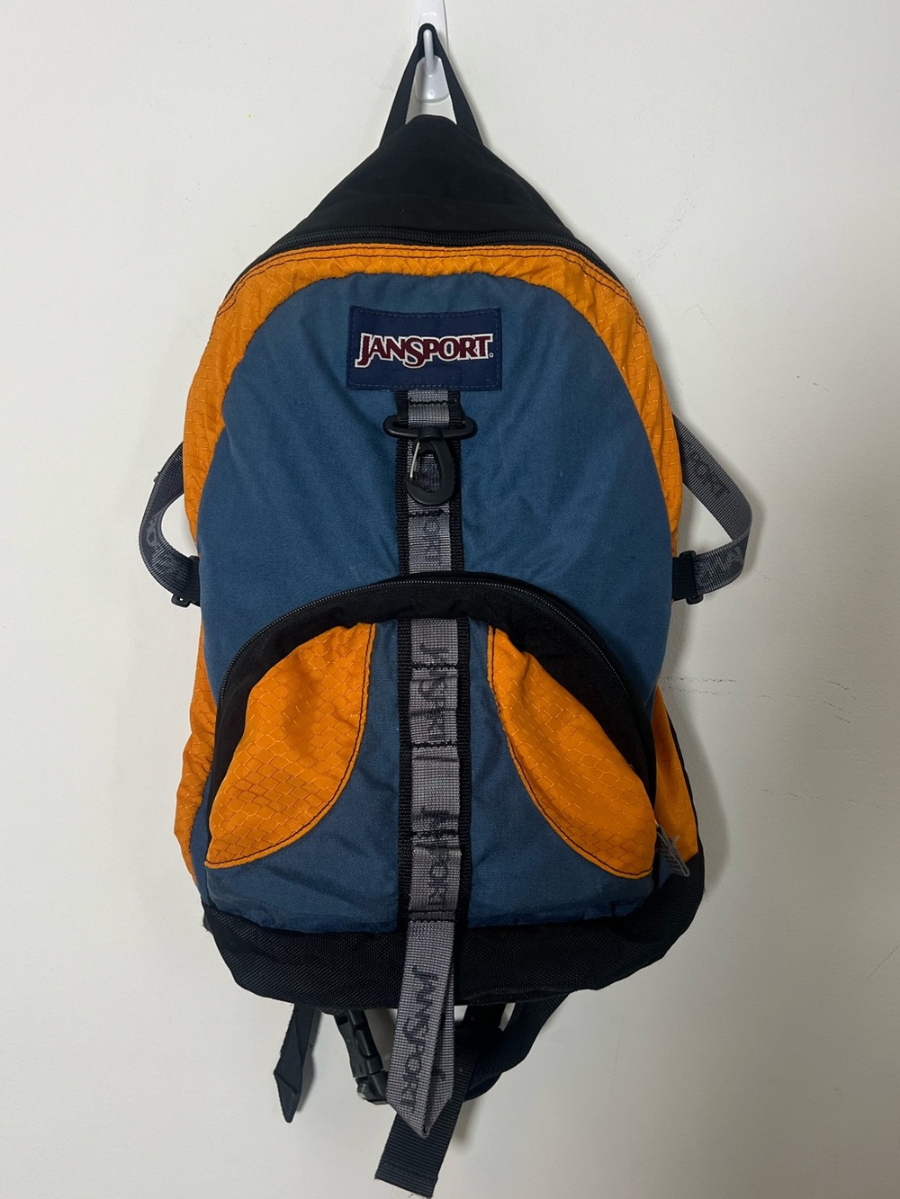 Vintage JanSport Hiking Daypack Backpack Blue Orange Outdoors Trail Camping Y2K